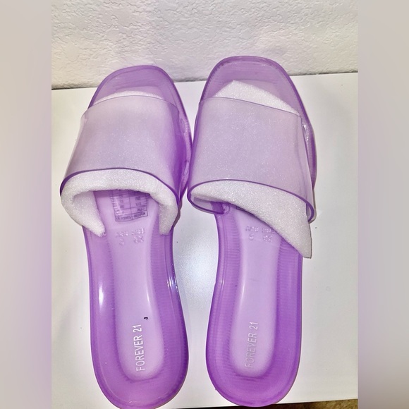NWT size 8 Purple lavender Jelly Square Open Toe Slides sandals new! - Picture 3 of 5